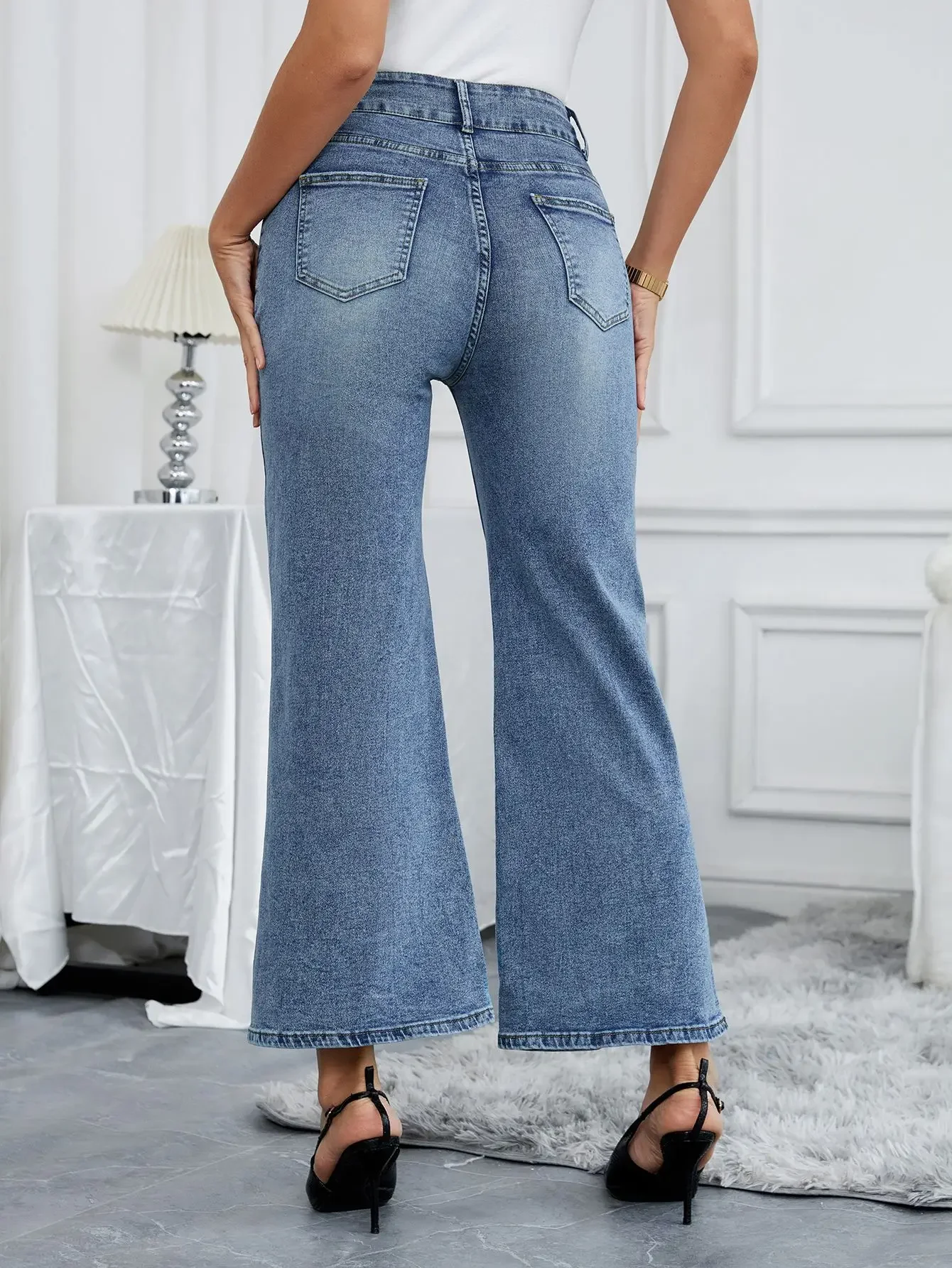 Celana Jeans Wanita Y2k Celana Jeans Baggy Celana Jeans Kaki Lebar Snow Wash Stretch Denim Celana Panjang Retro Fashion Nyaman Dipakai Kasual