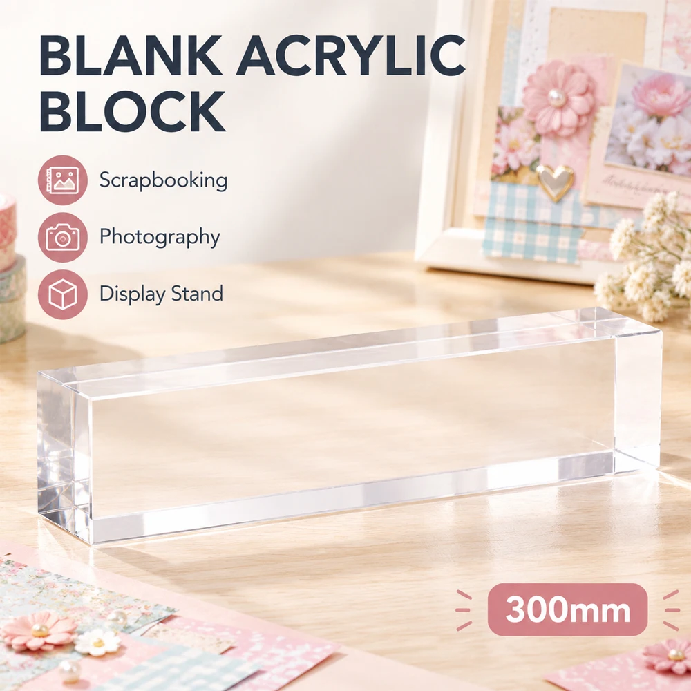 1-10Pcs Transparents Clear Acrylic Flat Bar 300mm, Display Block Cube for Wedding Props, Photography & Scrapbooking Craft