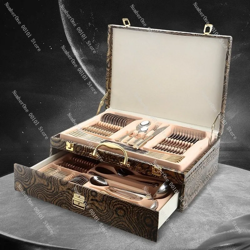 Stainless Steel Western Cuisine Knife, Fork, Spoon Set, Complete Set of Tableware Gift Box, High-end Gift Box Special Occasions