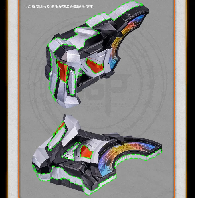 نموذج شخصية كامين رايدر جيتس من بانداي مع مشبك تحكم مزدوج وخطوط متميزة قابلة للتحول، لعبة تجميع