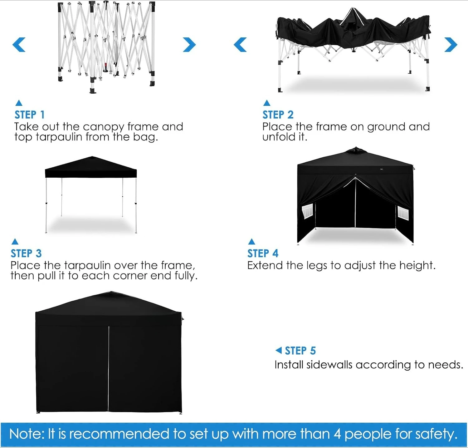 خيمة بمظلة محمولة منبثقة من One Push Setup مقاس 10 × 10 بوصة، مع 4 جدران جانبية، وحقيبة بعجلات، ومقاومة للماء، وحماية من الأشعة فوق البنفسجية، وشديدة التحمل