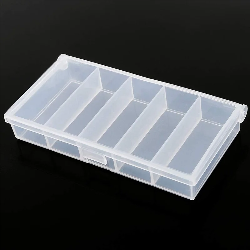 ABKO-5 Grids Plastic Organizer Box Clear Fishing Tackle Storage Box Jewelry Dividers Container Case