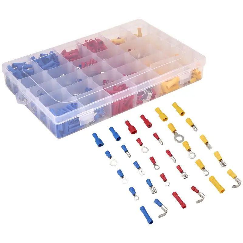 

Набор кабельных наконечников VEHO-720Pcs: плоские изолированные электрические соединители для проводов (гнездовые и штекерные), комплект обжимных клемм