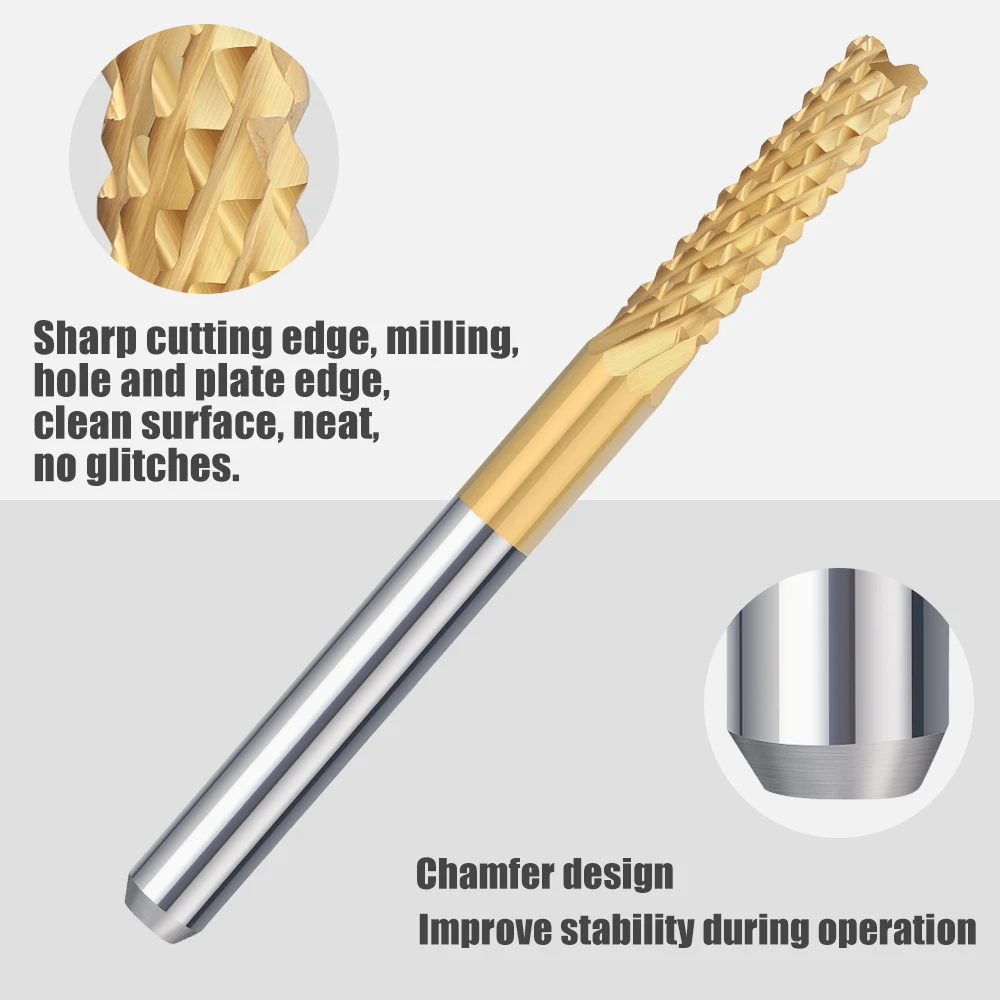 CMCP 1PC PCB Milling Cutter 1/8 Shank Carbide End Mill CNC Machining Router Bit for Woodworking Corn Mill