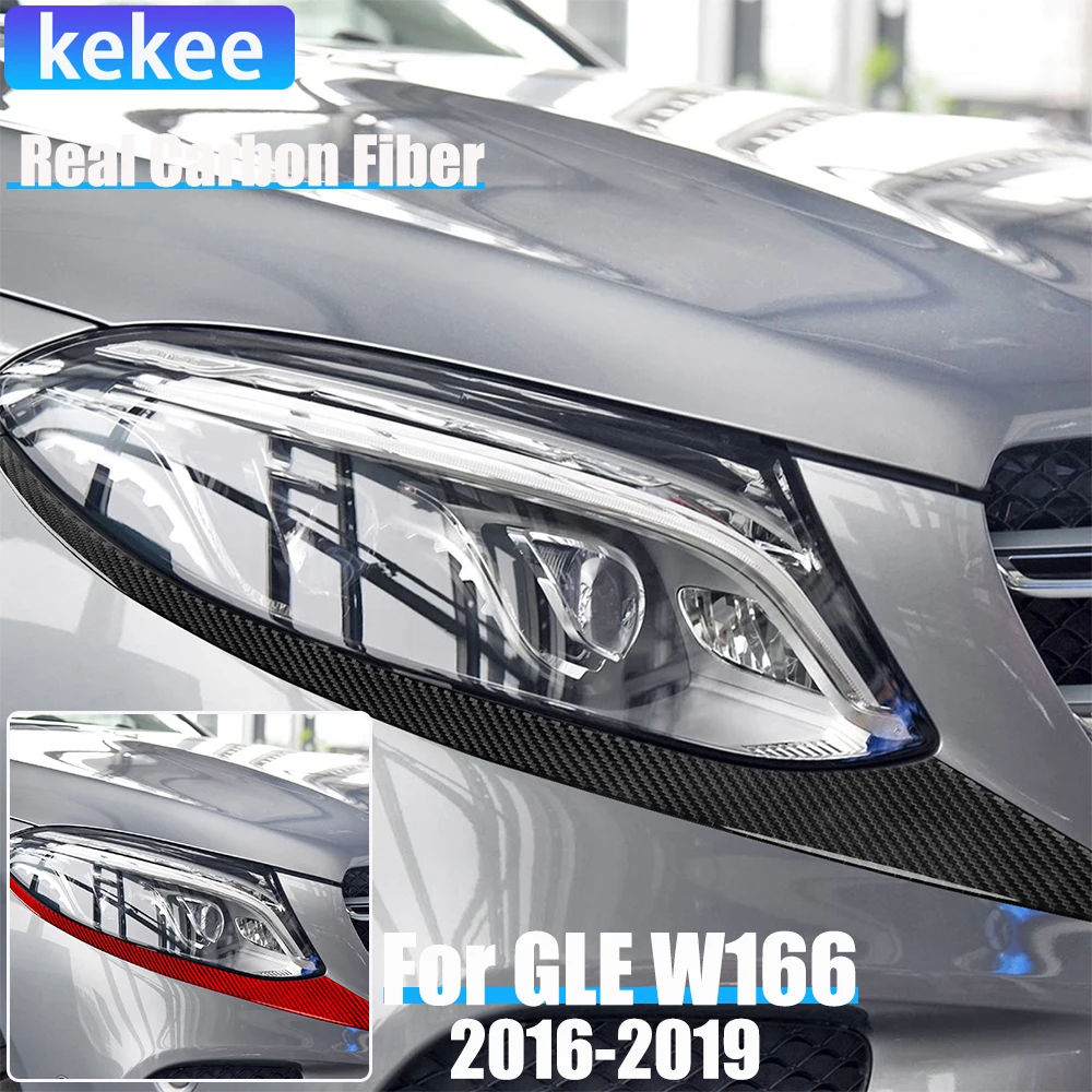 

Real Carbon Fiber Car Accessories Headlight Decorative Trim Cover Soft Sticker For Mercedes-Benz W166 GLE 2016 2017 2018 2019