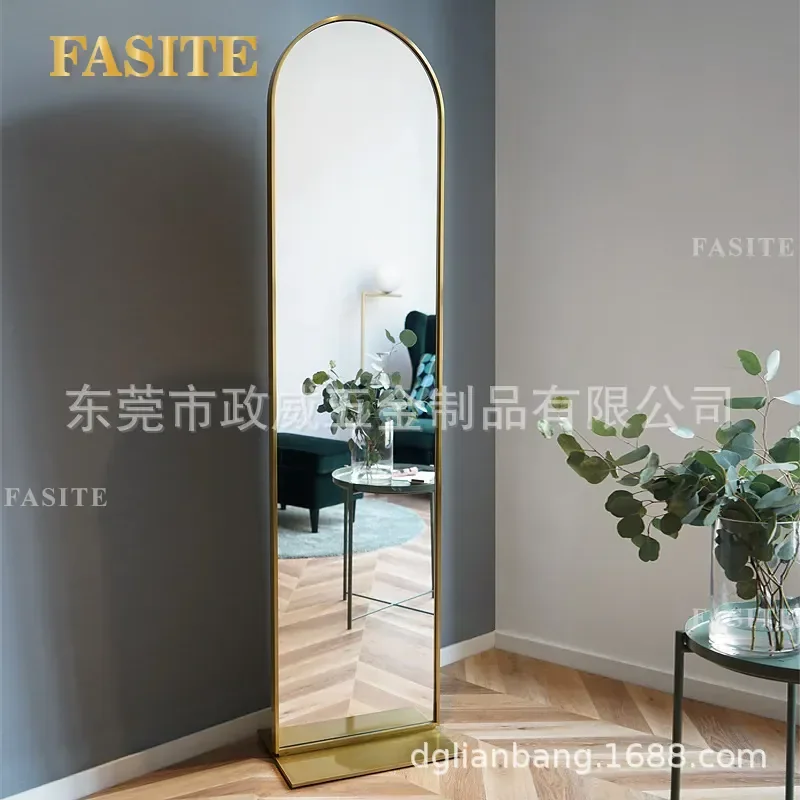 For Brass Bedroom Vanity Mirror Gold Standing Full Length Clothing Fitting Mirror Vertical Floor Mirror for Wedding