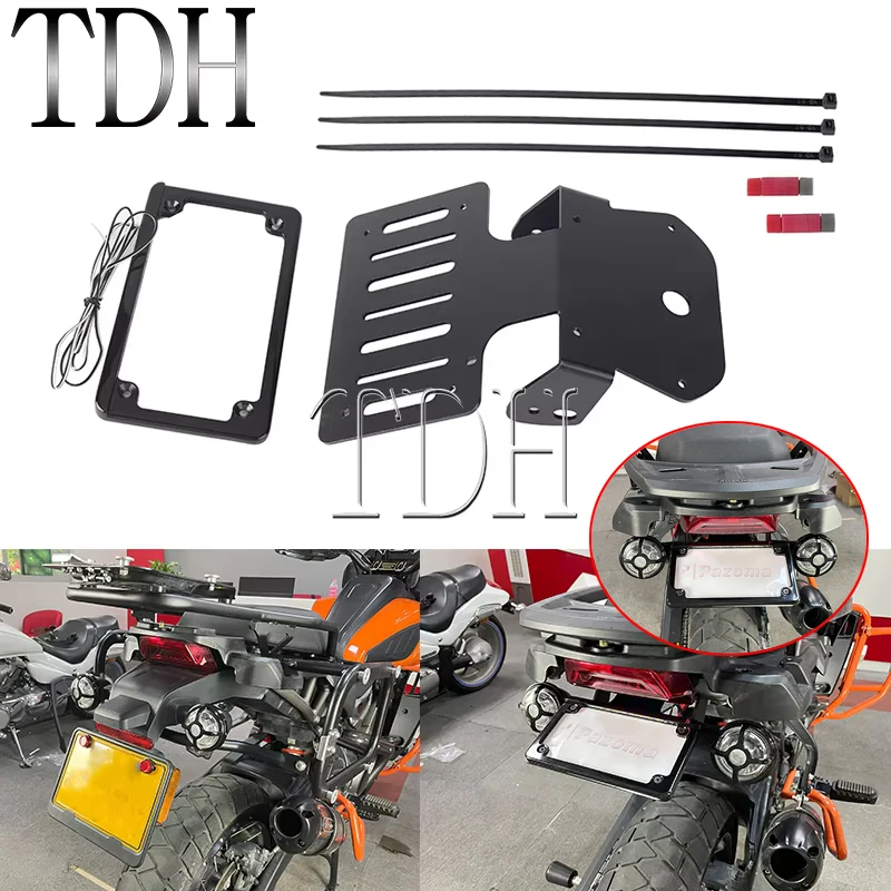 

4" x 7" License Plate Bracket For Harley Pan America 1250 S RA1250 RA1250S 21-UP Aluminum License Plates LED Lights Accessories
