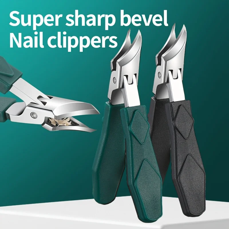 Professional Stainless Steel Nail Clippers 25° Bevel Large Jaw Opening Splash-Proof Design Suitable for Thick and Thick Nails