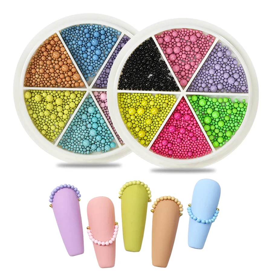 Cuentas de caviar de macarrón de colores dulces, bola de acero 3D, cuentas para decoración creativa de diseño de uñas
