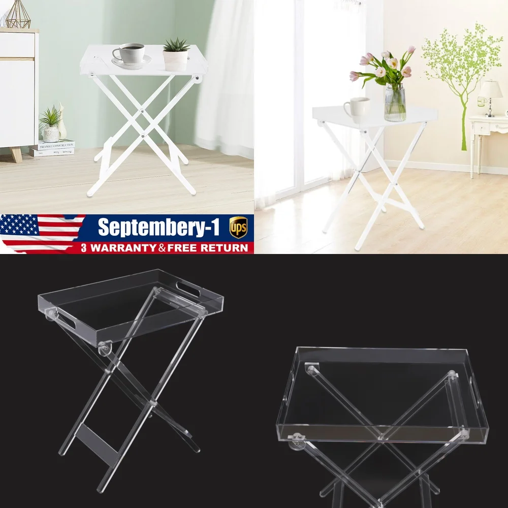 

Café TablesClear Acrylic Folding Tray Table Square Side End Table for Living Room Coffee Table Use