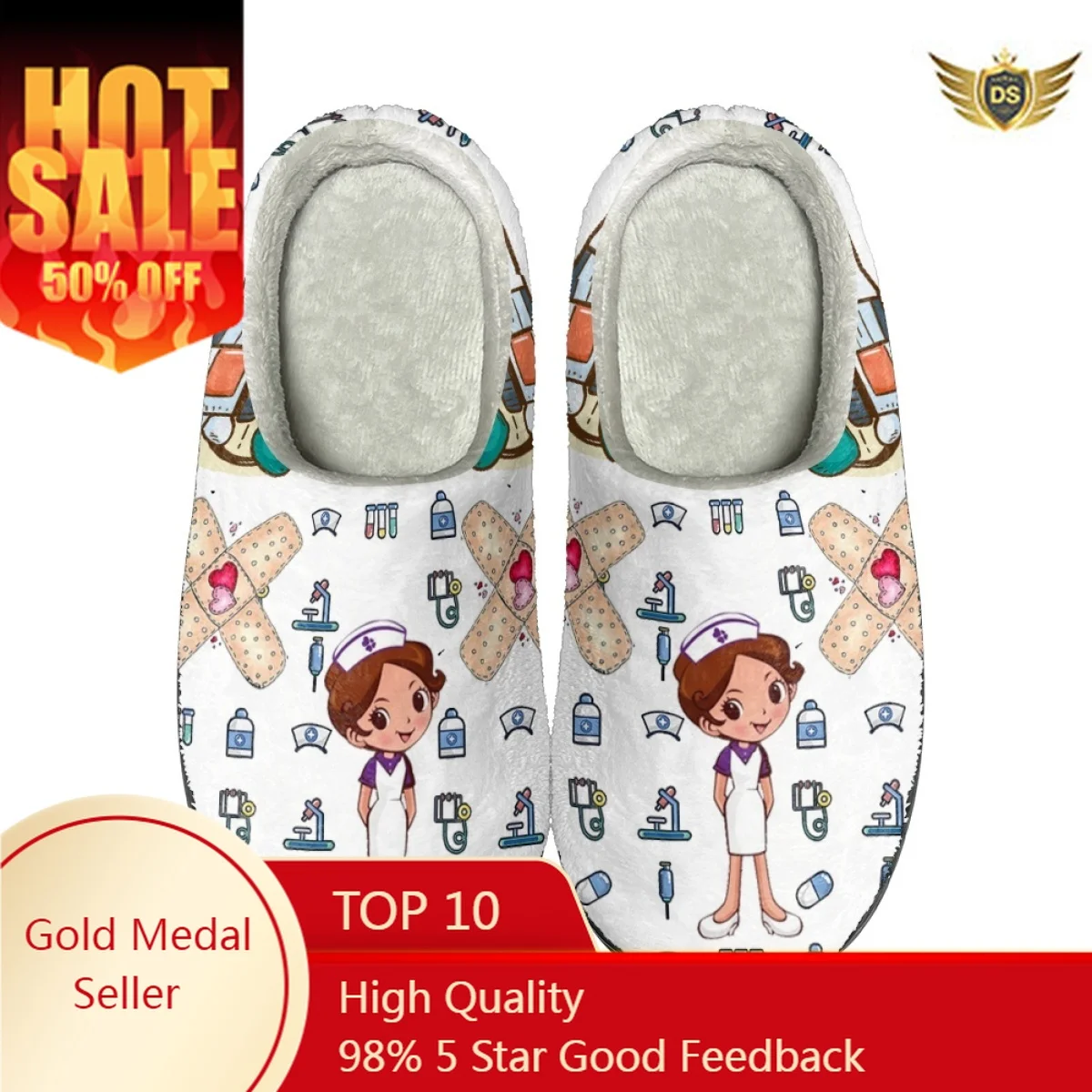 

Winter Indoor Floor Casual Slippers Nurses Design Women Warm Home Slippers Comfortable Non-slip Cotton Slippers for Household