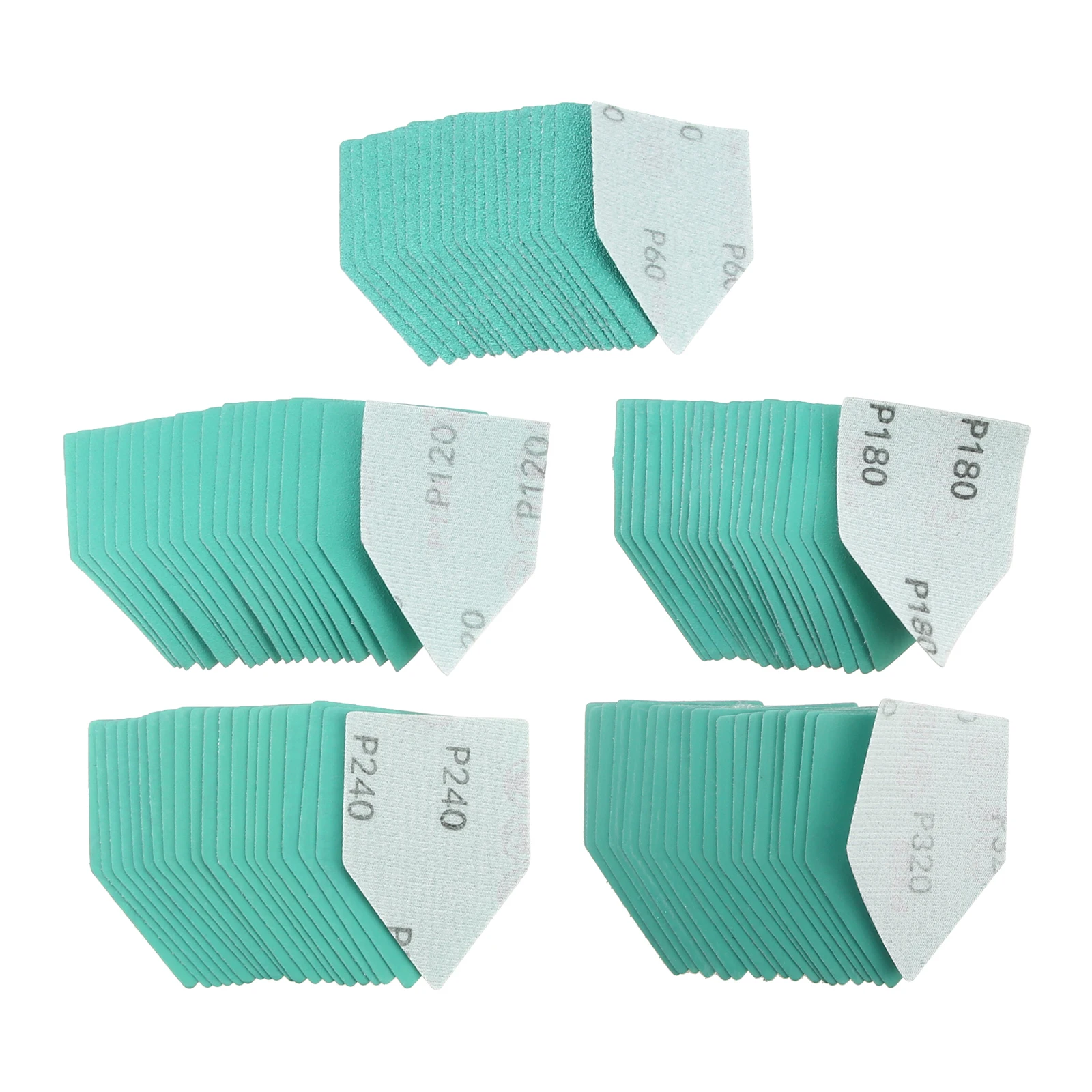 100pcs 90x65mm Detail Sanding Pad for M12 Sander 60/120/180/240/320 Grit Assortment Sandpaper for Woodworking Metal Rust Removal
