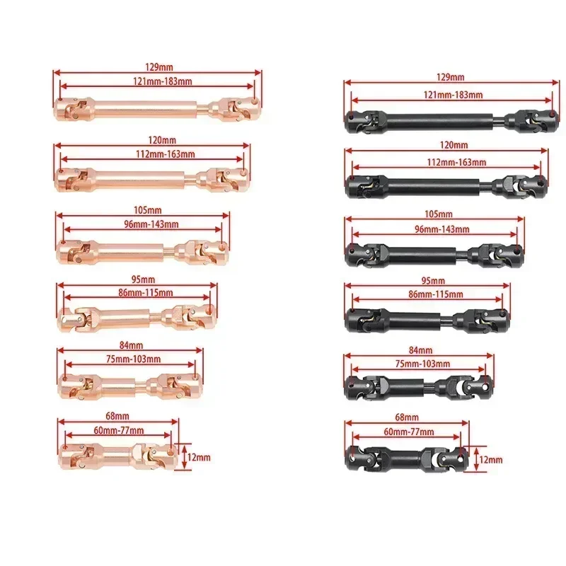 CNC Machined Metal Heavy Duty Drive Shaft for 1/10 RC Crawler Car Axial SCX10 Capra Wraith Trxs TRX4 TRX6 Redcat GEN8 CC01