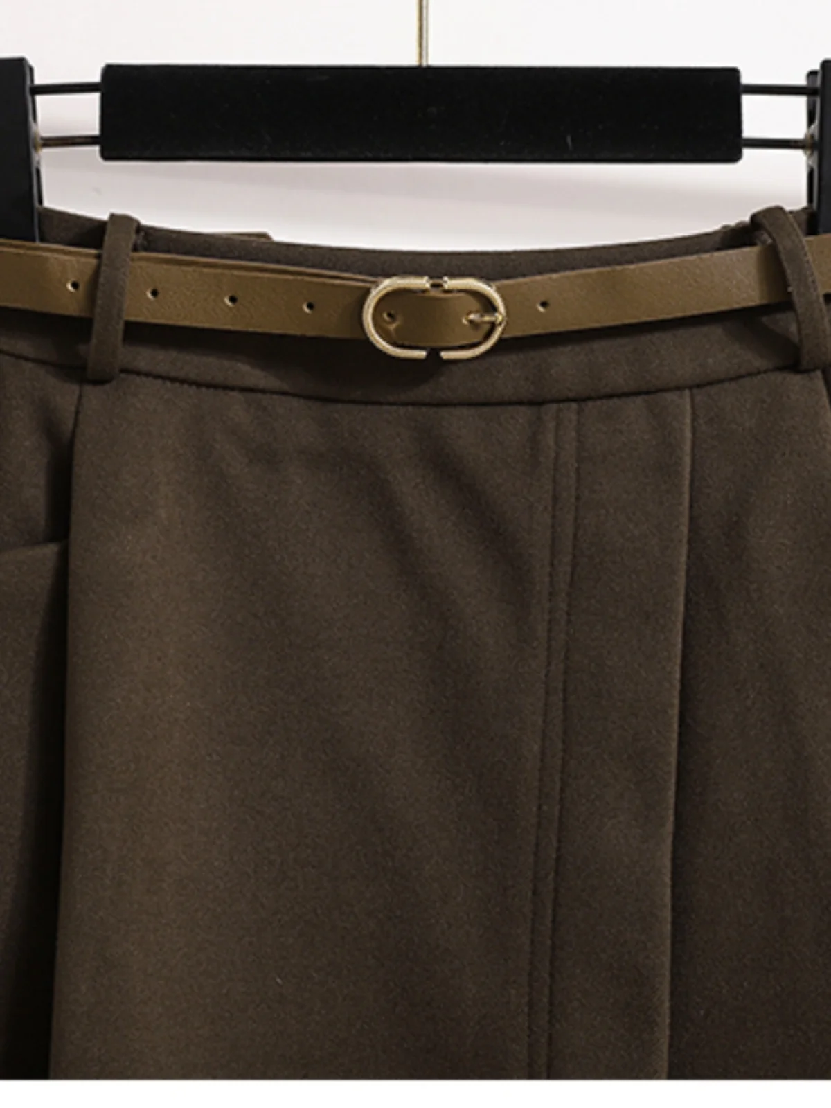 plus Size A-Line Skirt High Waist Midi Length Split Belt Asymmetrical Spring Autumn Korean Style Fashionable for Heavy Girls