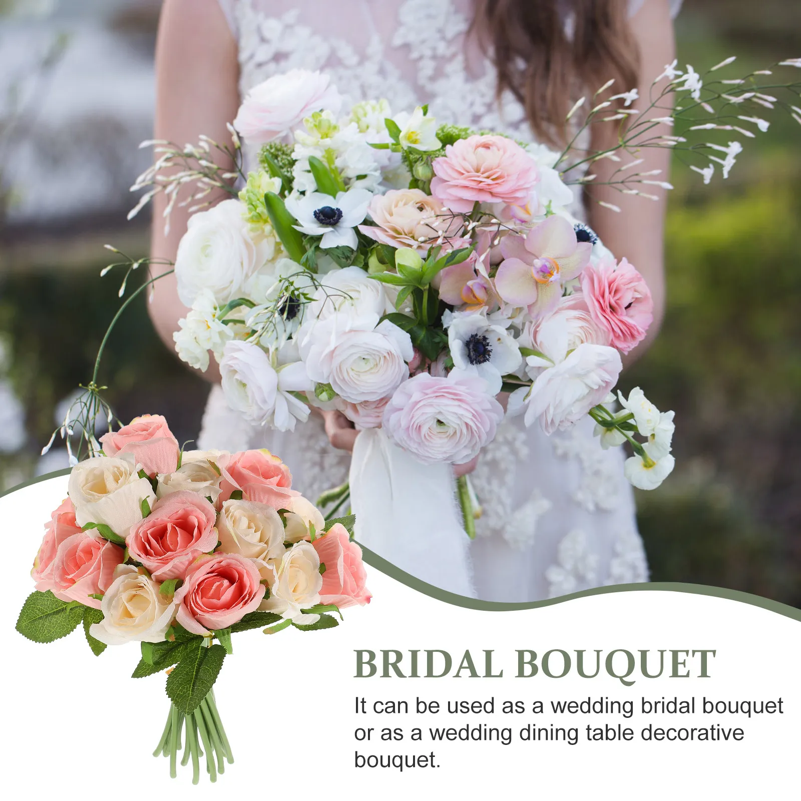 

18 Pcs Artificial Flower Bouquet Rose Flowers Decor Faux for Decoration Floral Arrangements Bride