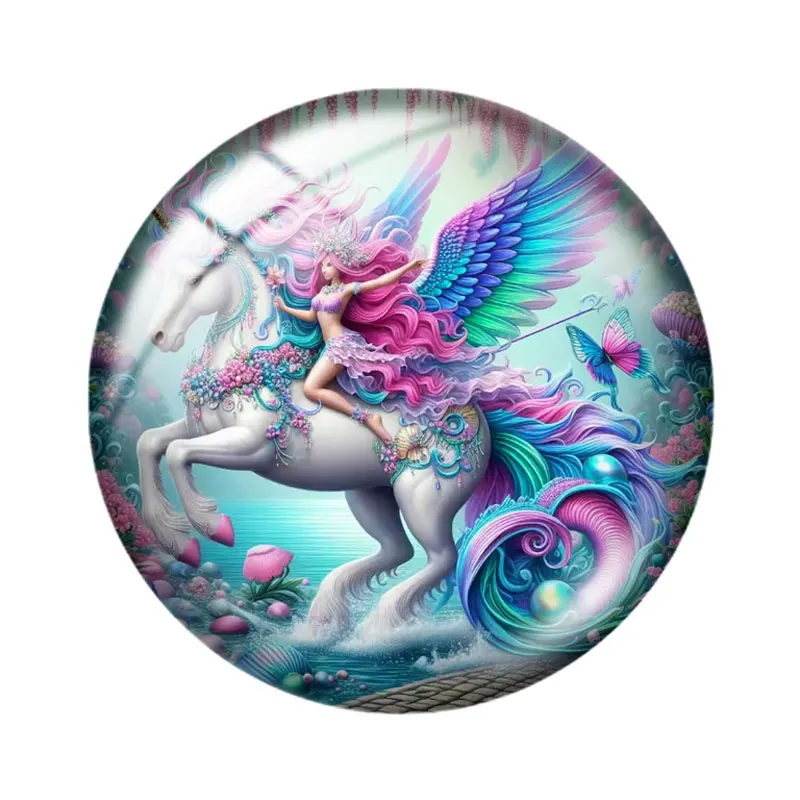 Cute and Dreamy Unicorn  12/18/20/25mm glass cabochon  bracelet pendant rings for jewelry demo earrings back Making findings