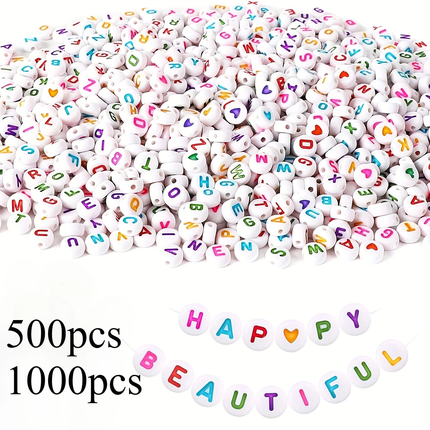 500/1000Pcs 4×7mm Colorful Acrylic Letter Beads For DIY Bracelet Necklace Handicrafts  Jewelry Making Supplies