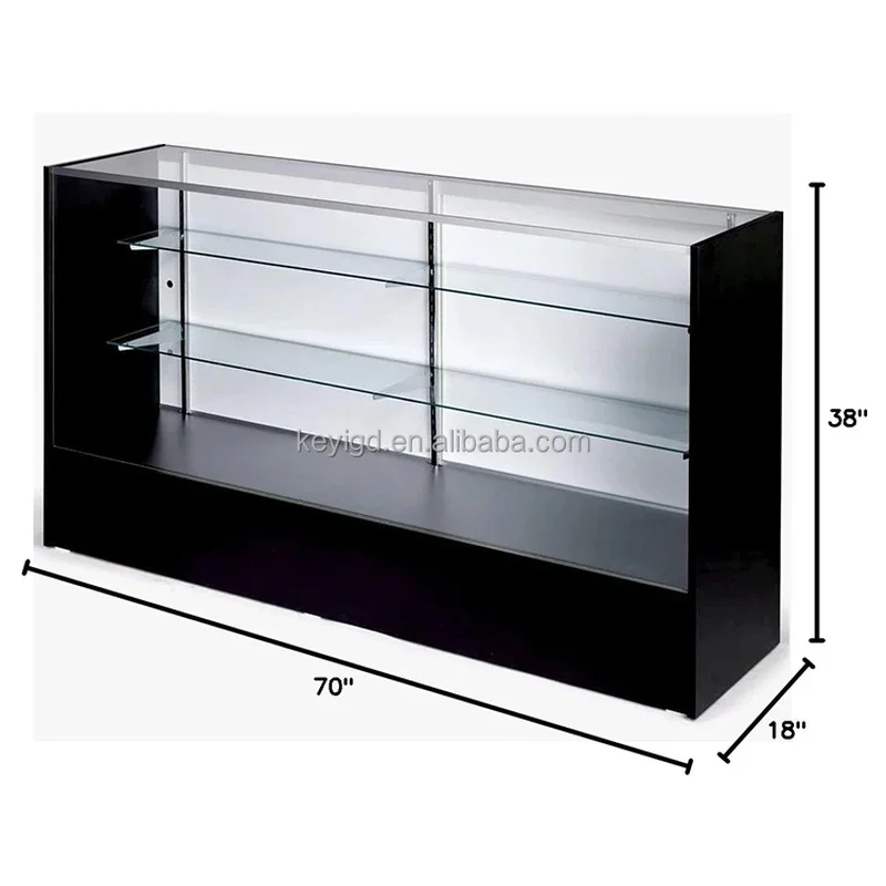 custom.High Quality 6 Feet Economic Wooden Counter Showcase Full Glass Display Retail