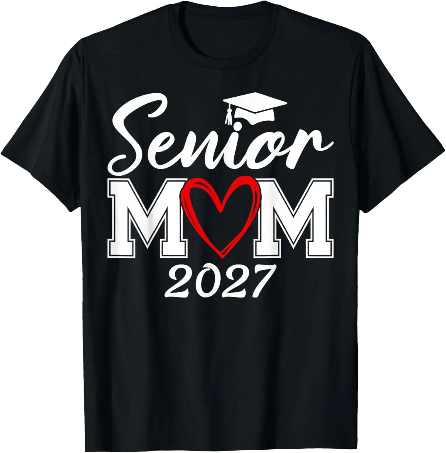 Senior Class Proud Mom Mother Of A 2027 Graduate T-Shirt Summer short-sleeved breathable sweat-wicking versatile fashion T-shirt for back-to-school season, unisex, Y2K Fashionable Cartoon Anime