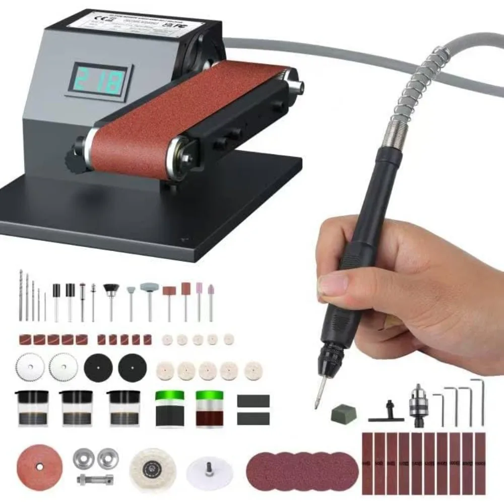 

4-In-1 Mini Belt Sander, 800W high power，50MM widened belt，Multi-Function Bench Grinder, Flexible shaft engraving，Electric Sandi