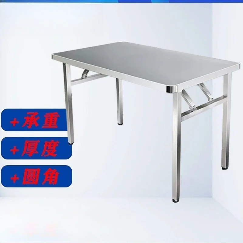 Stainless steel rounded corner folding table Outdoor dining table  Night market stall BBQ household table