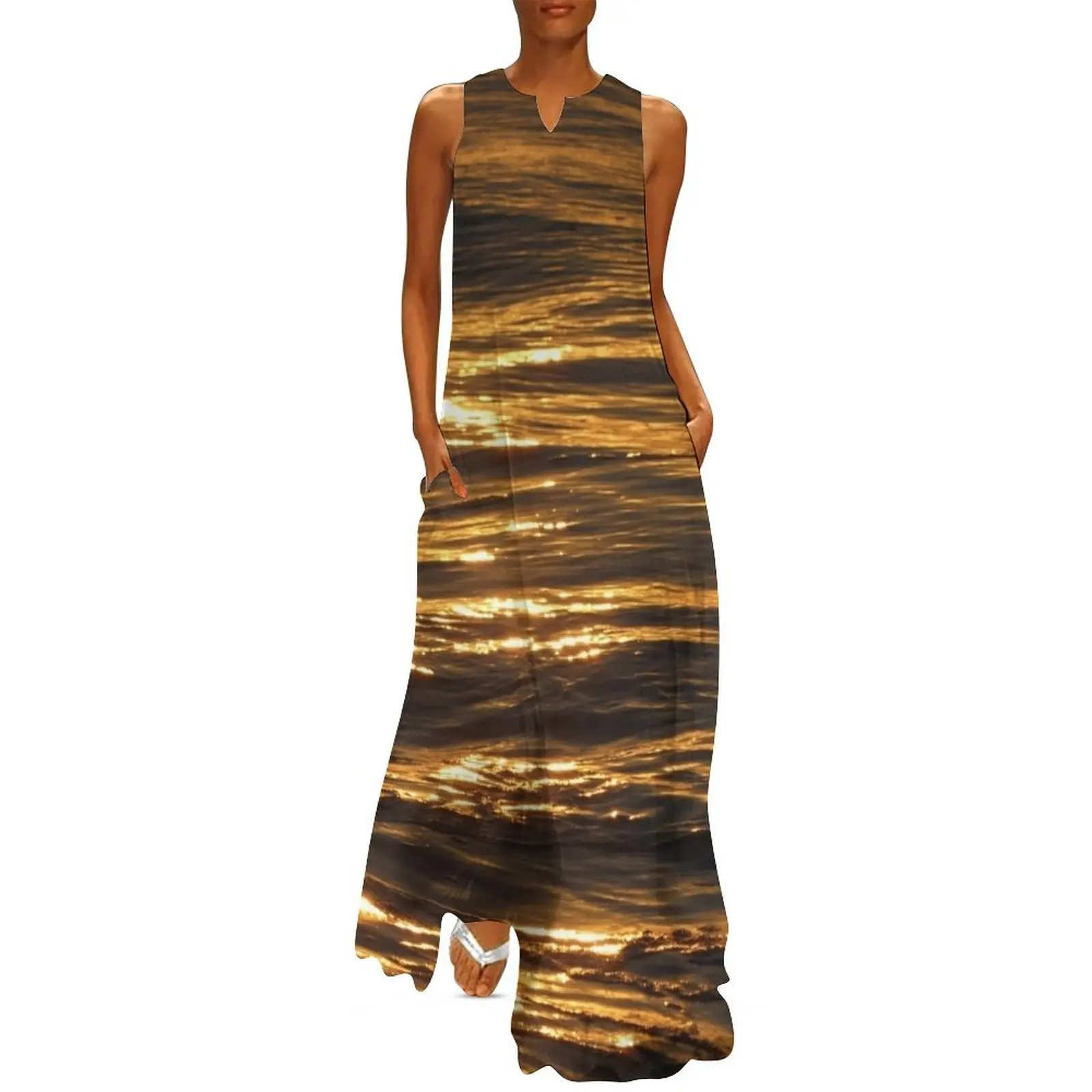 

Gold Ocean at Sunset Long Dress dresses for womens loose summer dress Evening gown