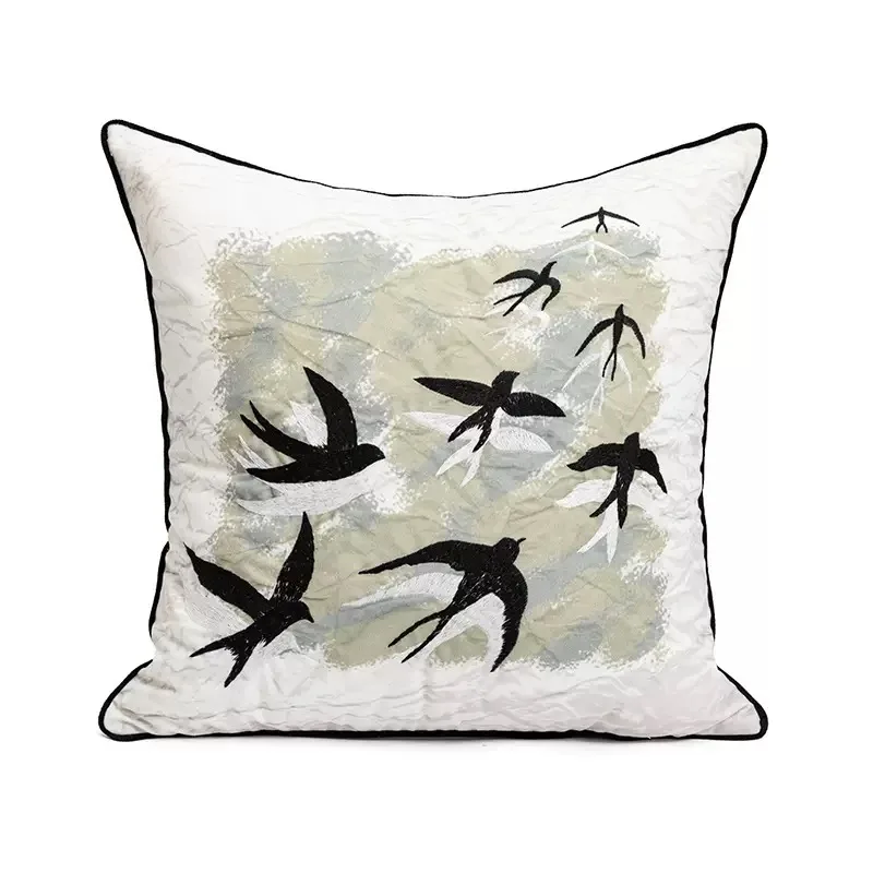 Modern Embroidery Swallows Home Sofa Designer Leisure Living Room Pillow Cover 30x50cm Print Square Cushion 1 Piece Pack