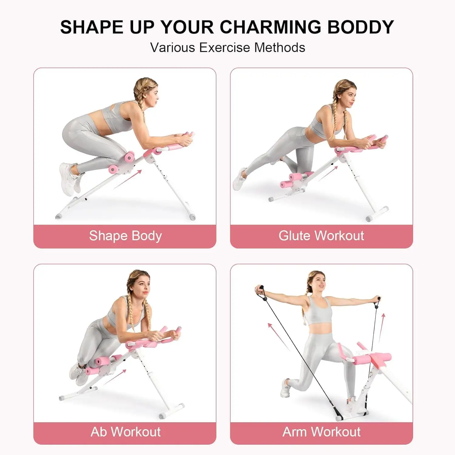 Ab Machine - Adjustable Ab Coaster for Core Strength Training, Home Gym Crunch Workout Equipment