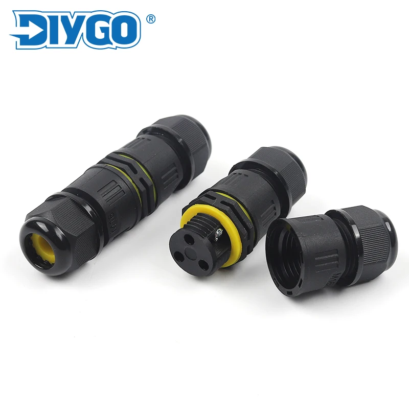 IP68 M16-2P/3P Outdoor Waterproof Connector Screw Splicing Terminal 3-10mm Cable Wire Connector Anti-UV For Power Cnnection