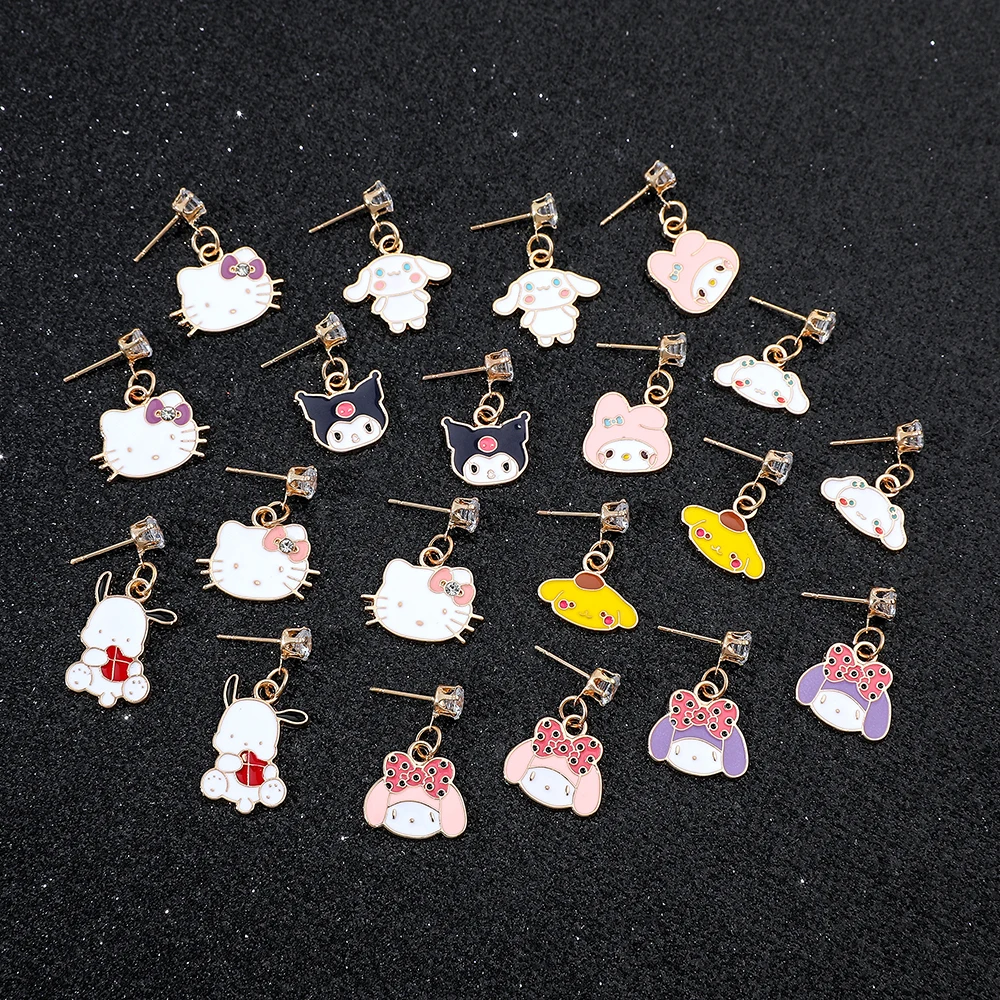 Sanrio Anime Cartoon Hello Kitty Kuromi My Melody Cinnamoroll Pochacco orecchini pendenti orecchini carini regalo