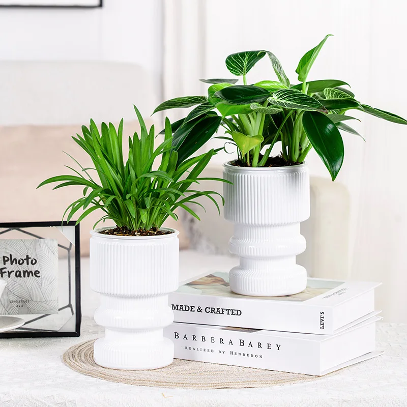Creative Desktop Self-Watering Lazy Flower Pot Imitation Glass Transparent Plastic Resin Small Potted Plant Hydroponic Vase Indo