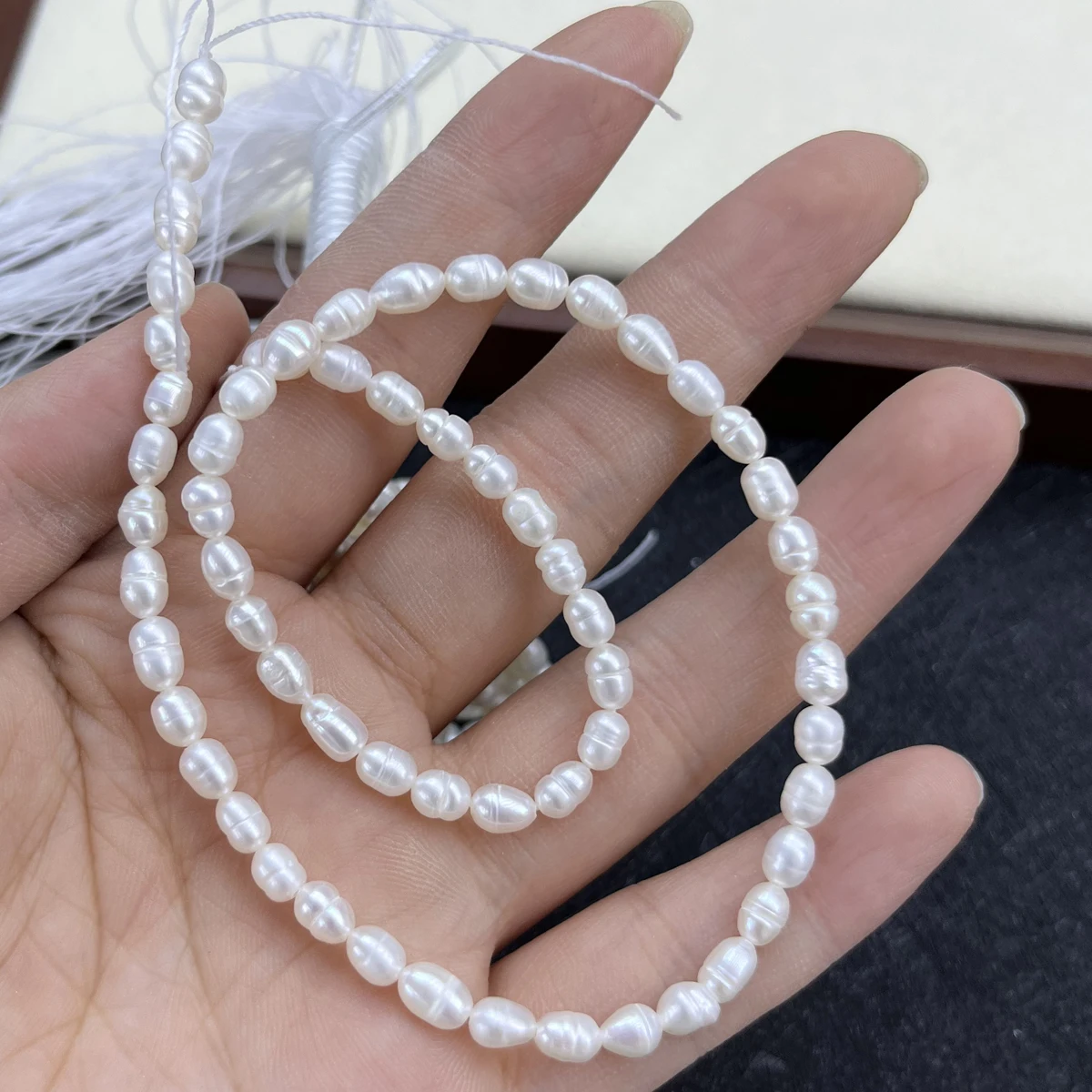 

4-5mm AA Natural Freshwater White Rice Pearl Sparkling Loose Isolated Bead Gift Jewelry Make DIY Necklace Bracelet Accessories