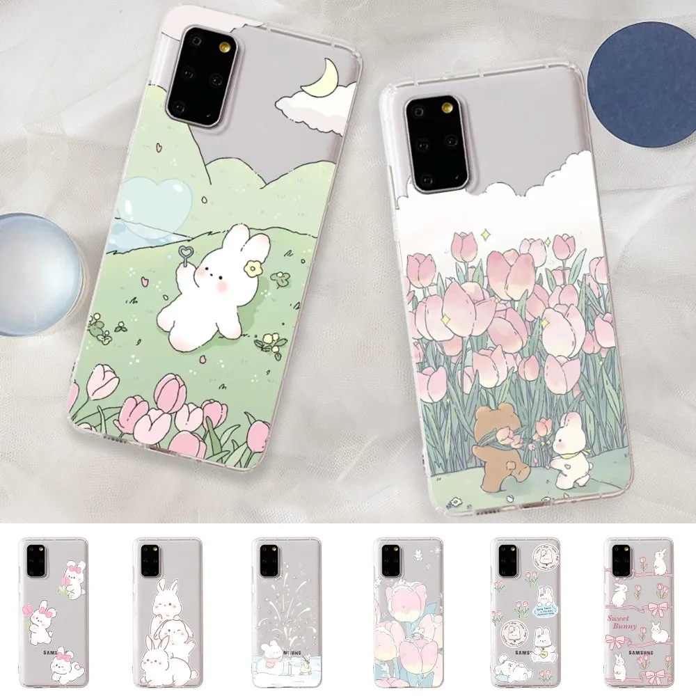 Cute rabbit Phone Case for Samsung A12 21 30 31 51 52 70 71 for Redmi8 9 10 for Honor10 70 50 Clear Case