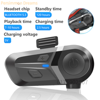 Waterproof Motorcycle Helmet Headset Wireless Hands-free Call Phone Earphone Music Player for Moto Helmet BT 5.3
