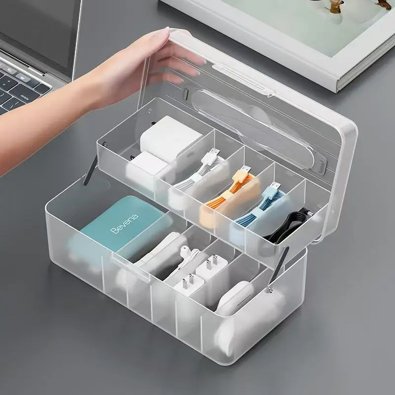 Data Cable Organizer Box With Lid Portable Charge Cable Management USB Cord Sorter Desk Electronic Accessorie Organizer for Home