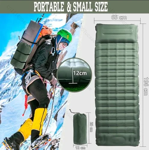Inflatable Lightweight Camping Mattress with Air Pillow Portable Air Cushion Waterproof Backpack Sleeping Pad