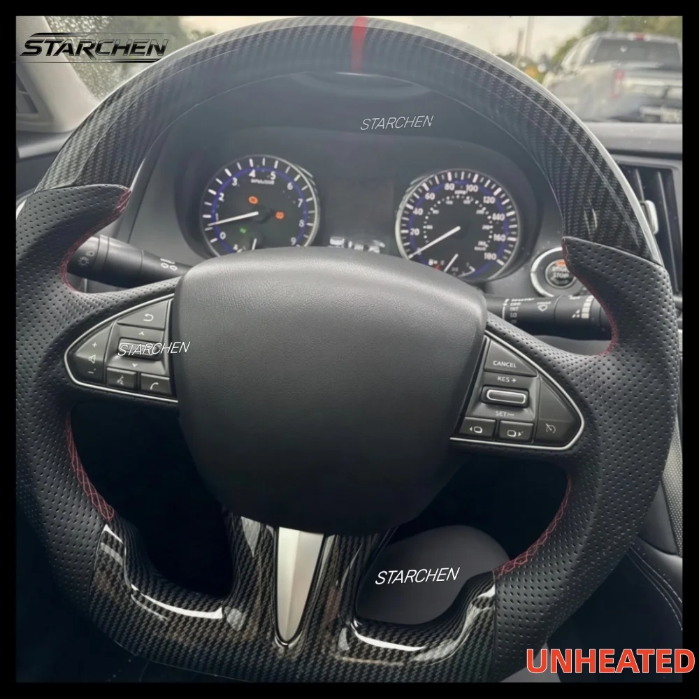 Hydro Dip Carbon Fiber Steering Wheel For Infiniti Q50 2013-2017 (for 2015 Infiniti QX50/ 2015-2016 Infiniti Q50L) Non-heated