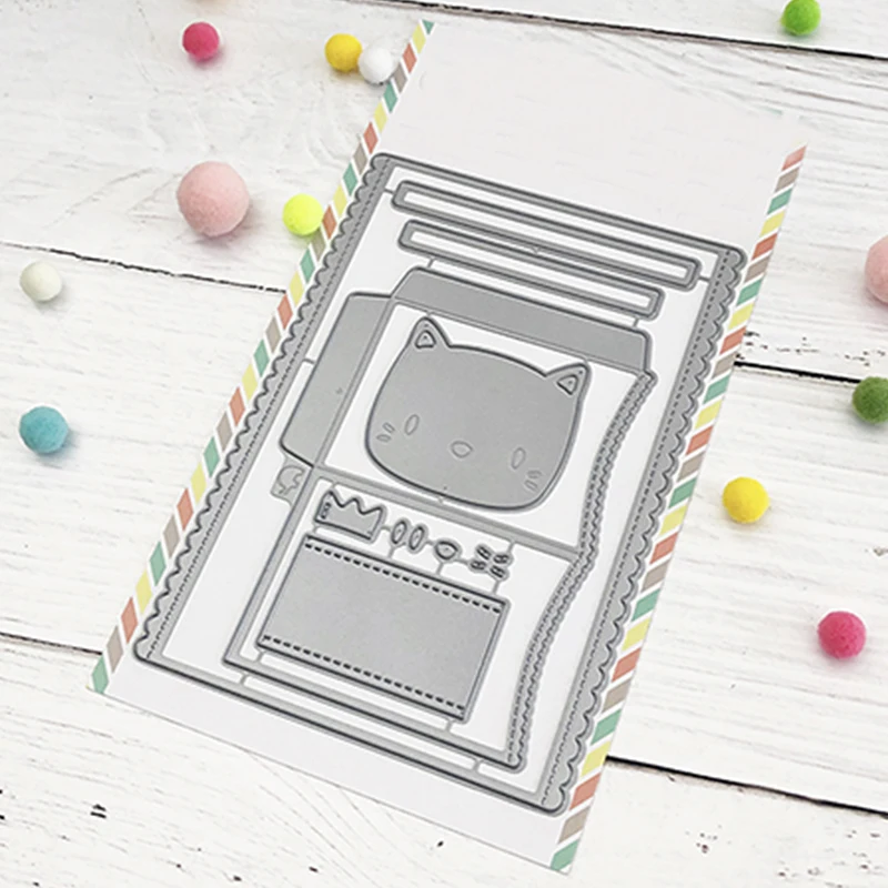 Metall-Stanzformen Katze Tier Geburtstag Dankeschön-Wörter DIY Scrapbooking Prägeschablone Papierkarten Album Basteldekoration Temp
