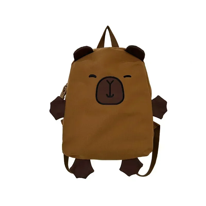 Cute Cartoon Animal Capybara Patterns Backpack Large Capacity Commuting Lovely Adjustable Curved Shoulder Strap Soft Handle