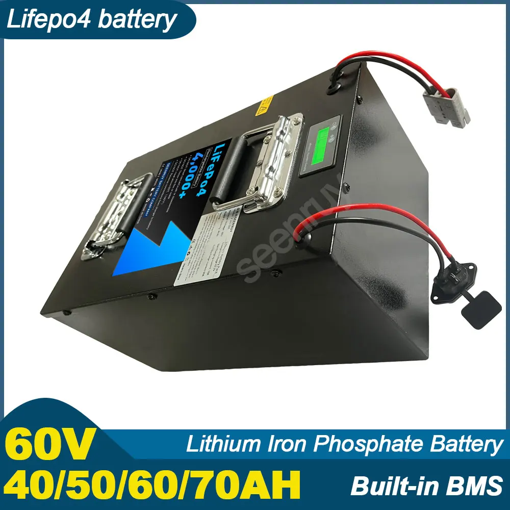 60V 40AH 50AH 60Ah 70AH Lifepo4 With Charger Lithium Iron Phosphate Battery Perfect For Ebike Tricycle Motorcycle Scooter