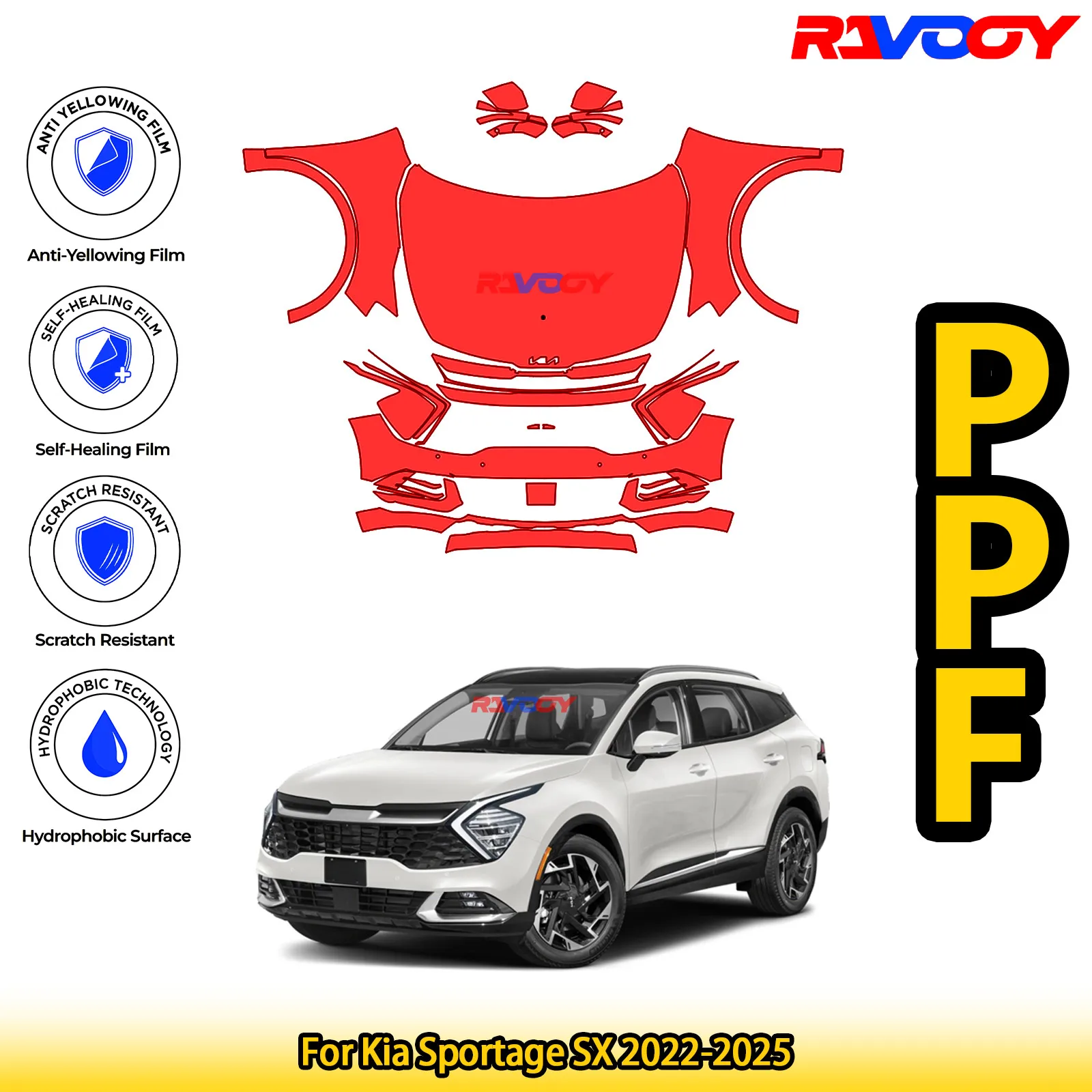 

For Kia Sportage SX 2022-2025 Glossy Matte Black Precut front PPF Kit Paint Protection Film