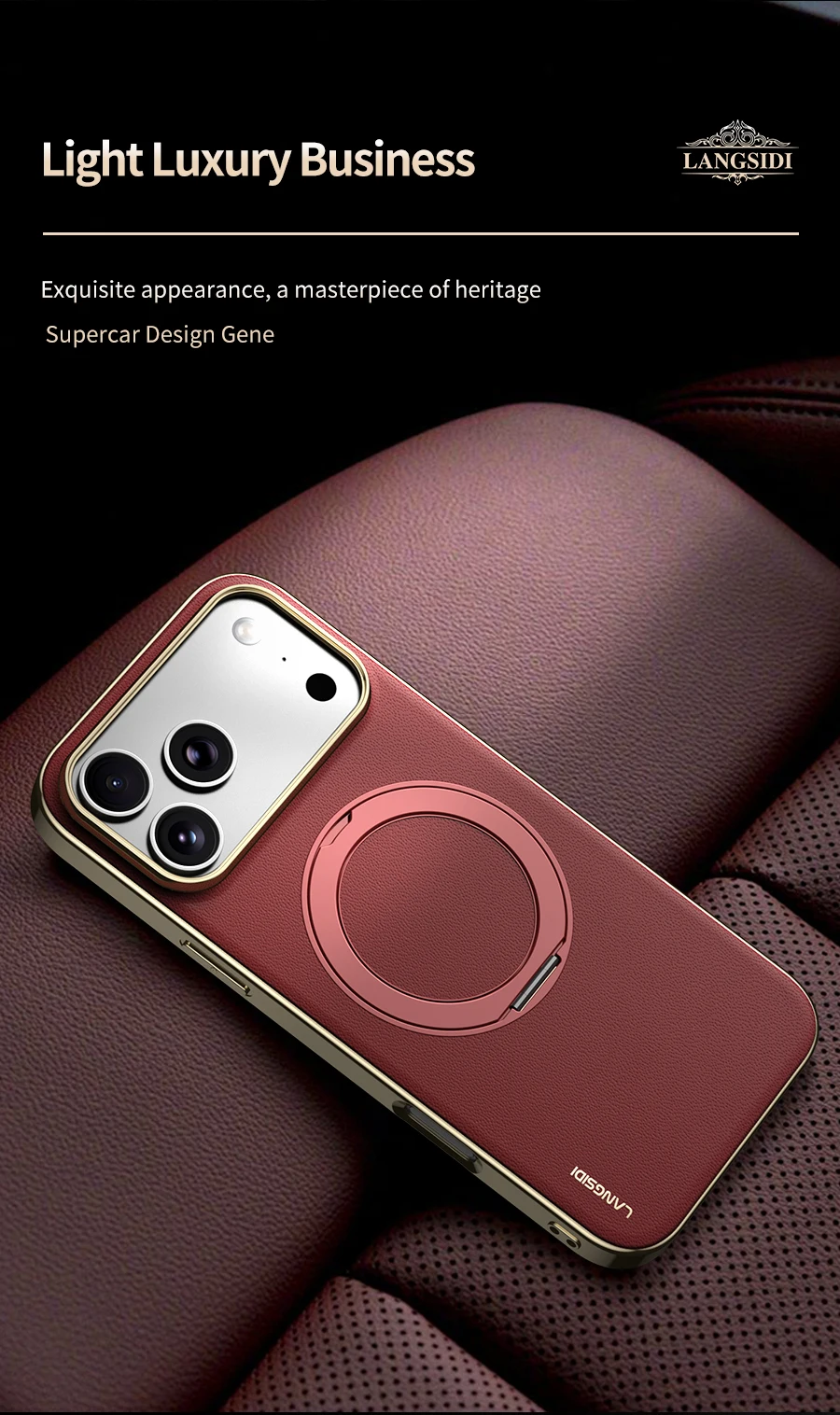 Magnetic Leather for Magsafe Case for iPhone 18 17 Pro Max Air 17Pro 18Pro Ring Luxury Lens Protection Holder Phone Back Cover