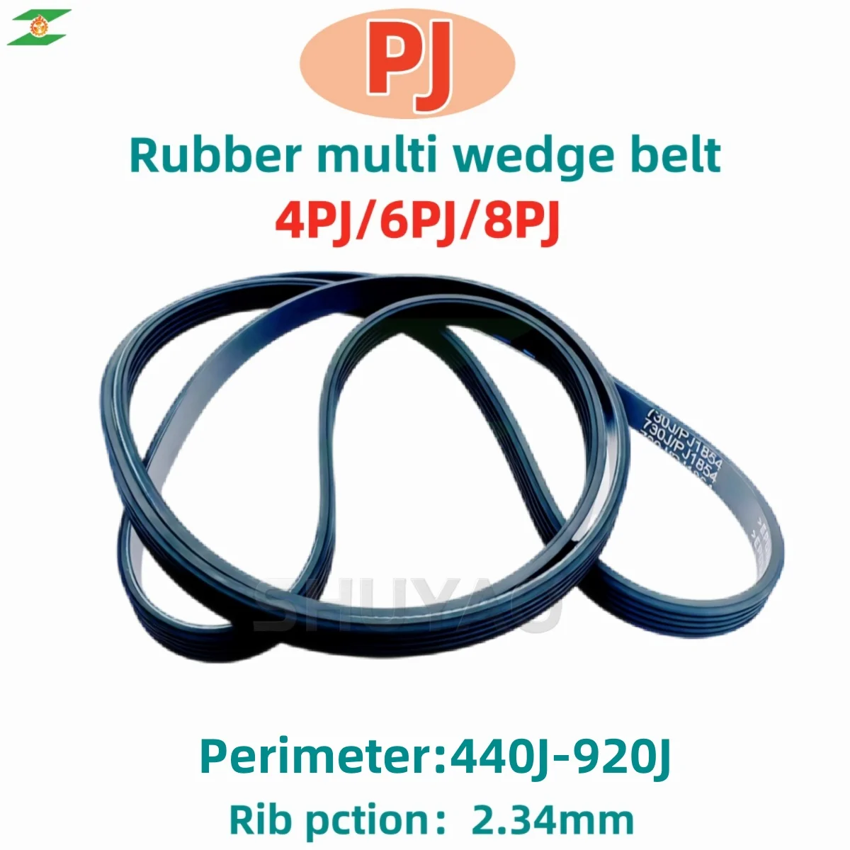Rubber multi wedge belt PJ440 PJ450 PJ460 PJ550 PJ650-920 multi groove belt transmission beltBelt Pitch 2.34mm
