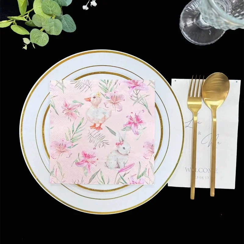 20 pezzi 33 cm 2 strati nuovo elemento pasquale stampato tovaglioli per feste coniglio anatra carta pieghevole stampata a colori carta decoupage fai da te