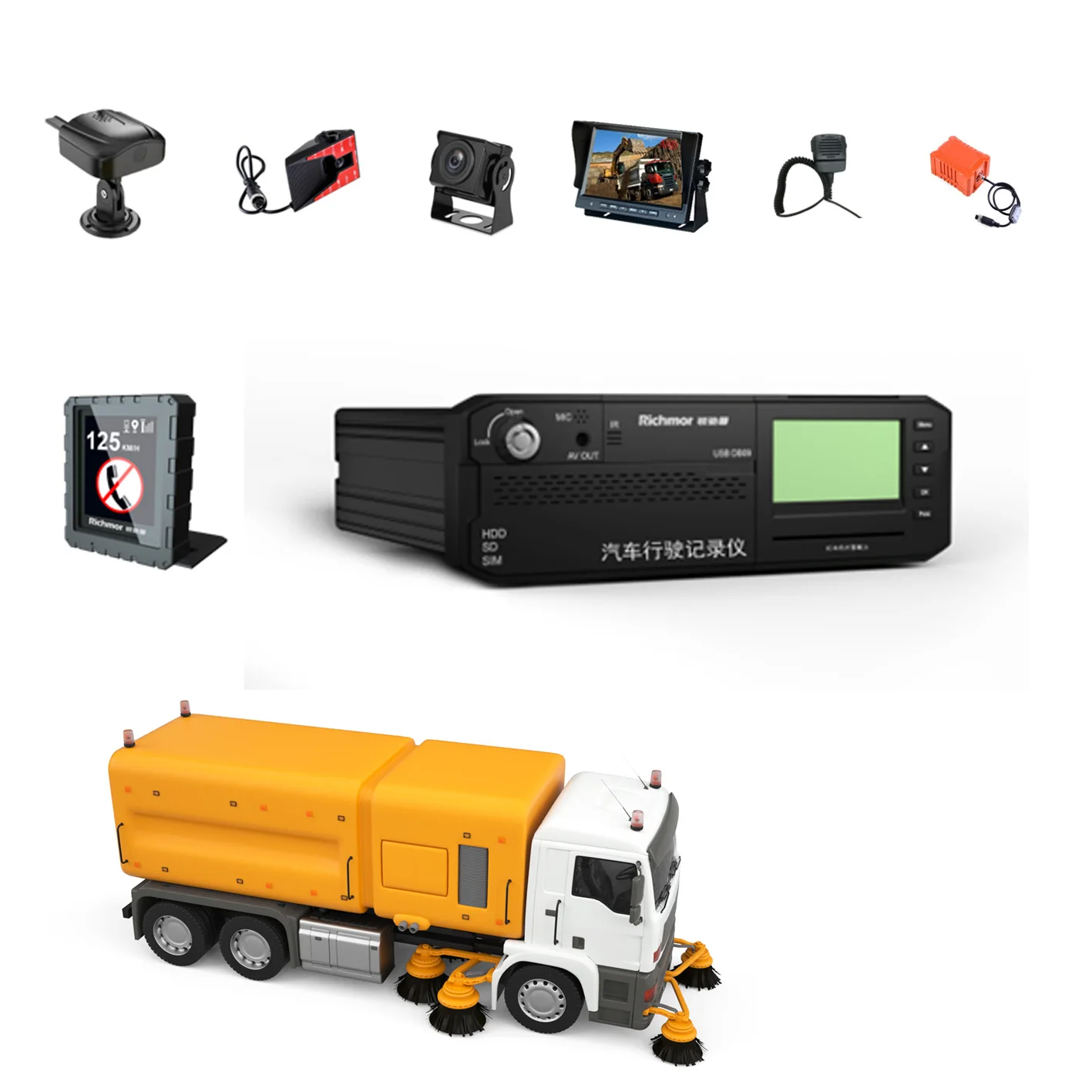 

8CH AI ADAS DMS DVR System 1080p HDD Mobile DVR 360 View Video Recorder With Vehicle Fleet Management