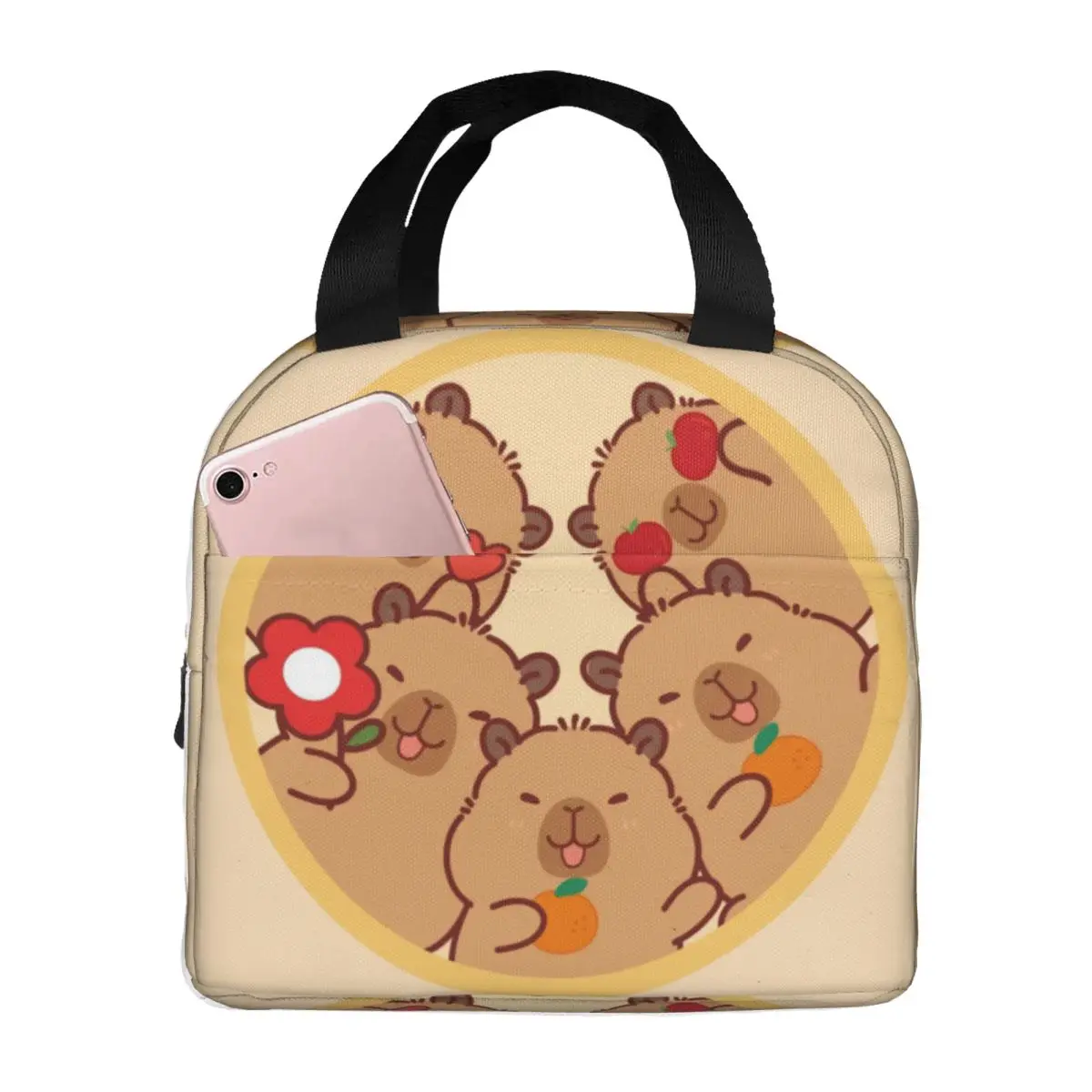 Capybara Insulated Lunch Tote Bag for Women Resuable Thermal Cooler Food Lunch Box Outdoor Camping Travel