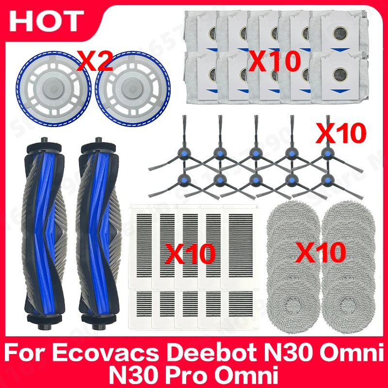 

For Ecovacs Deebot N30 Omni / N30 Pro Omni Robot Vacuum Spare Parts Main Side Brush Hepa Filter Mop Dust Bag Accessories