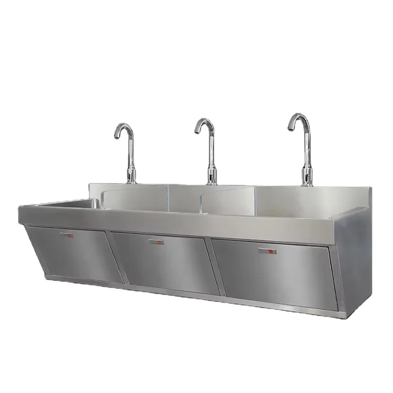 Modern design stainless steel operating room washing sink station rectangular washbasin drain