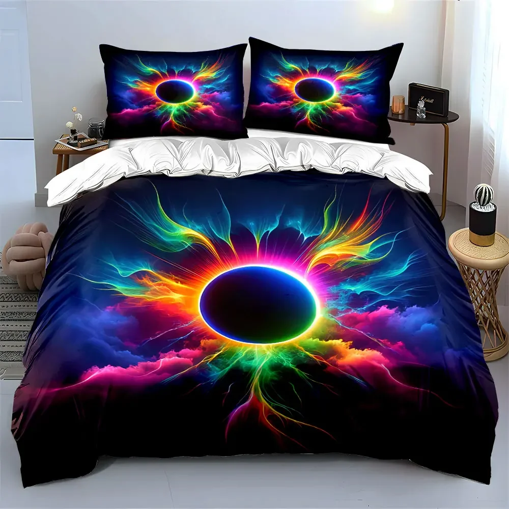 Colorful Energy Art Set Bedding Set with 1 Duvet Cover 2 Pillowcases Single Double King Queen, Gift