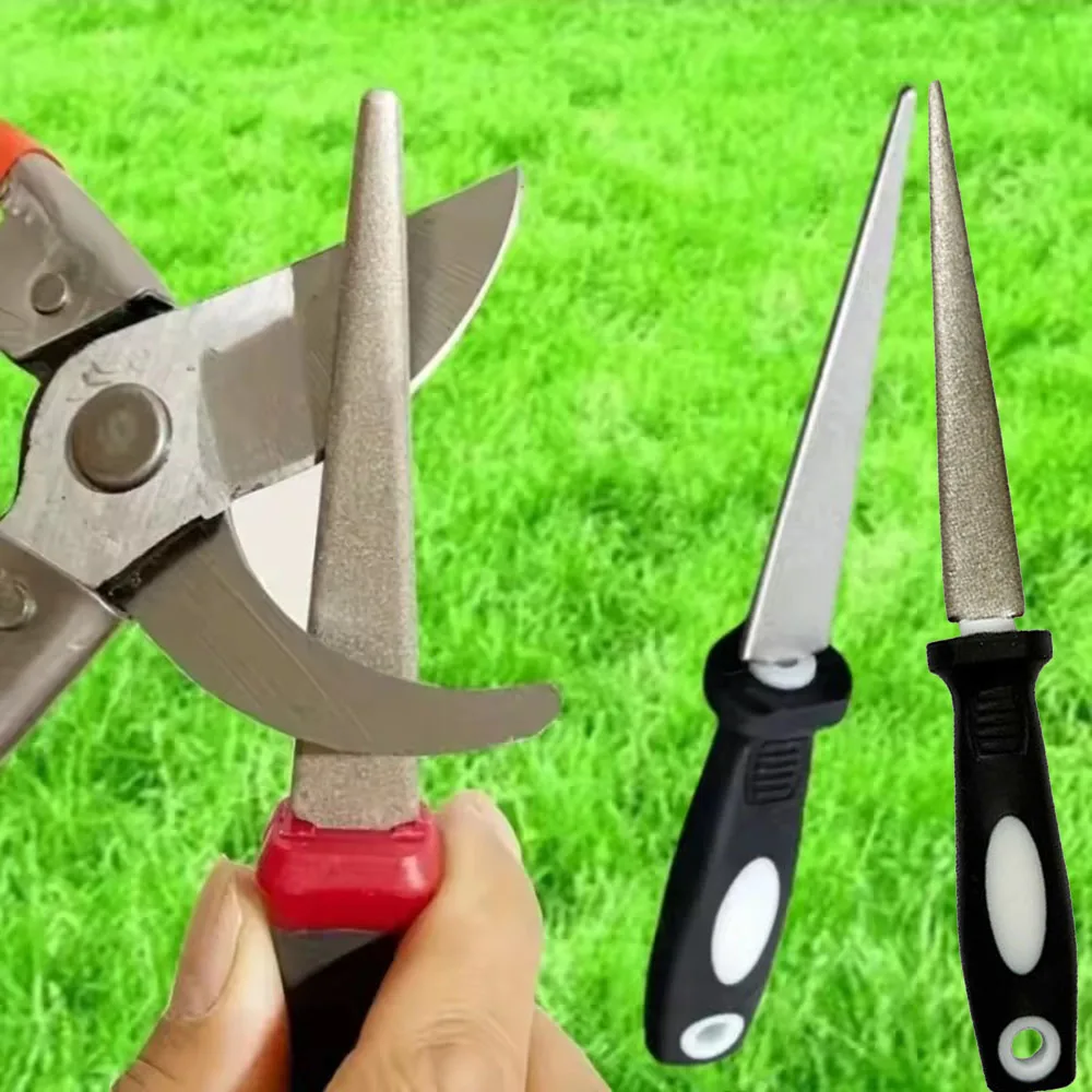 1pc Diamond Sharpener Metal Double Sand File Scissors Gardening Tools Double-sided Flat and Curved Design